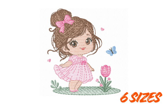 Cute Girl Embroidery Design Files