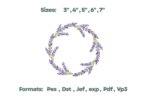 Lavender Floral Wreath Embroidery for Boutique Apparel