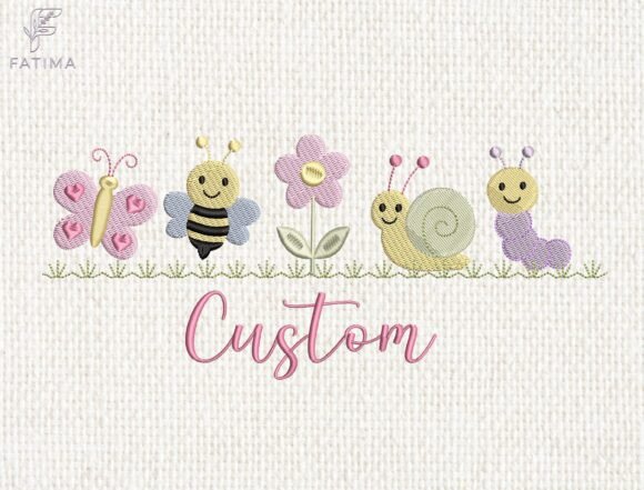 Personalized Garden Insects Embroidery