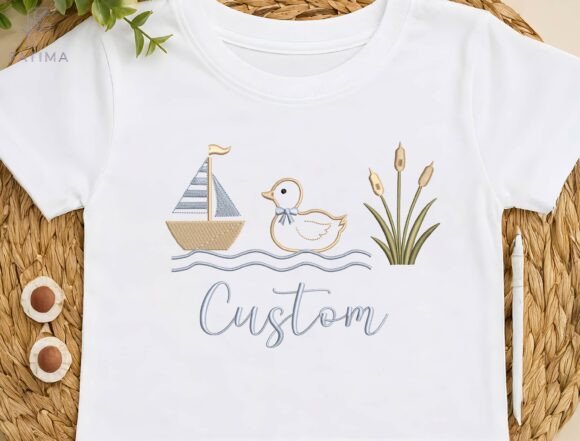 Personalized Lake Life Embroidery Design