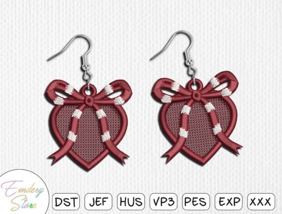 Romantic Love Earrings Embroidery Design