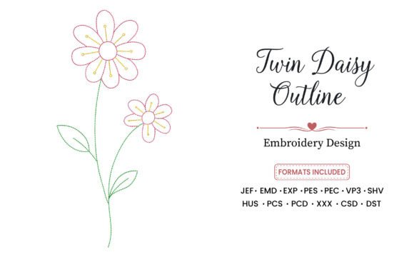 Testing Twin Daisy Outline Embroidery Design for Personalized Gifts