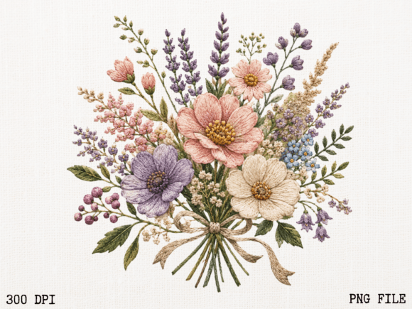 Wildflower Bouquet Embroidery PNG: A Designer's Review